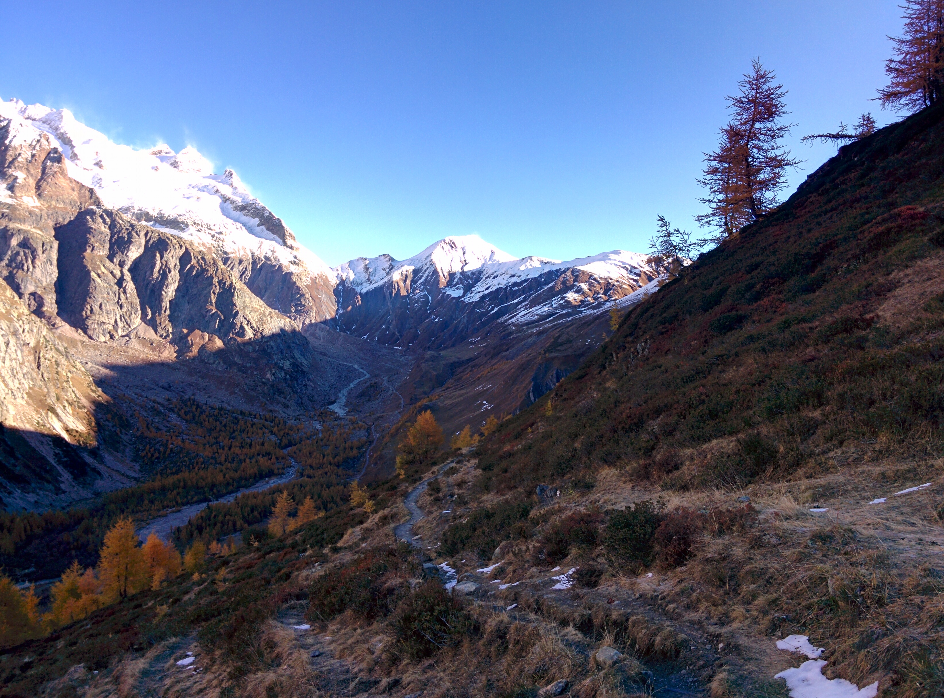 Looking northeast up the Italian side of the Val Ferret, to Switzerland